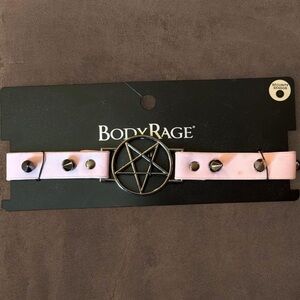 Body Rage Pink Choker with Pentagram